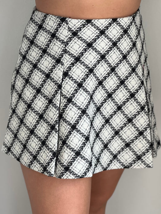 Shelby Front Tuck Tweed Skort