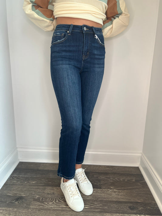 Shelby High Rise Crop Straight Leg Jeans