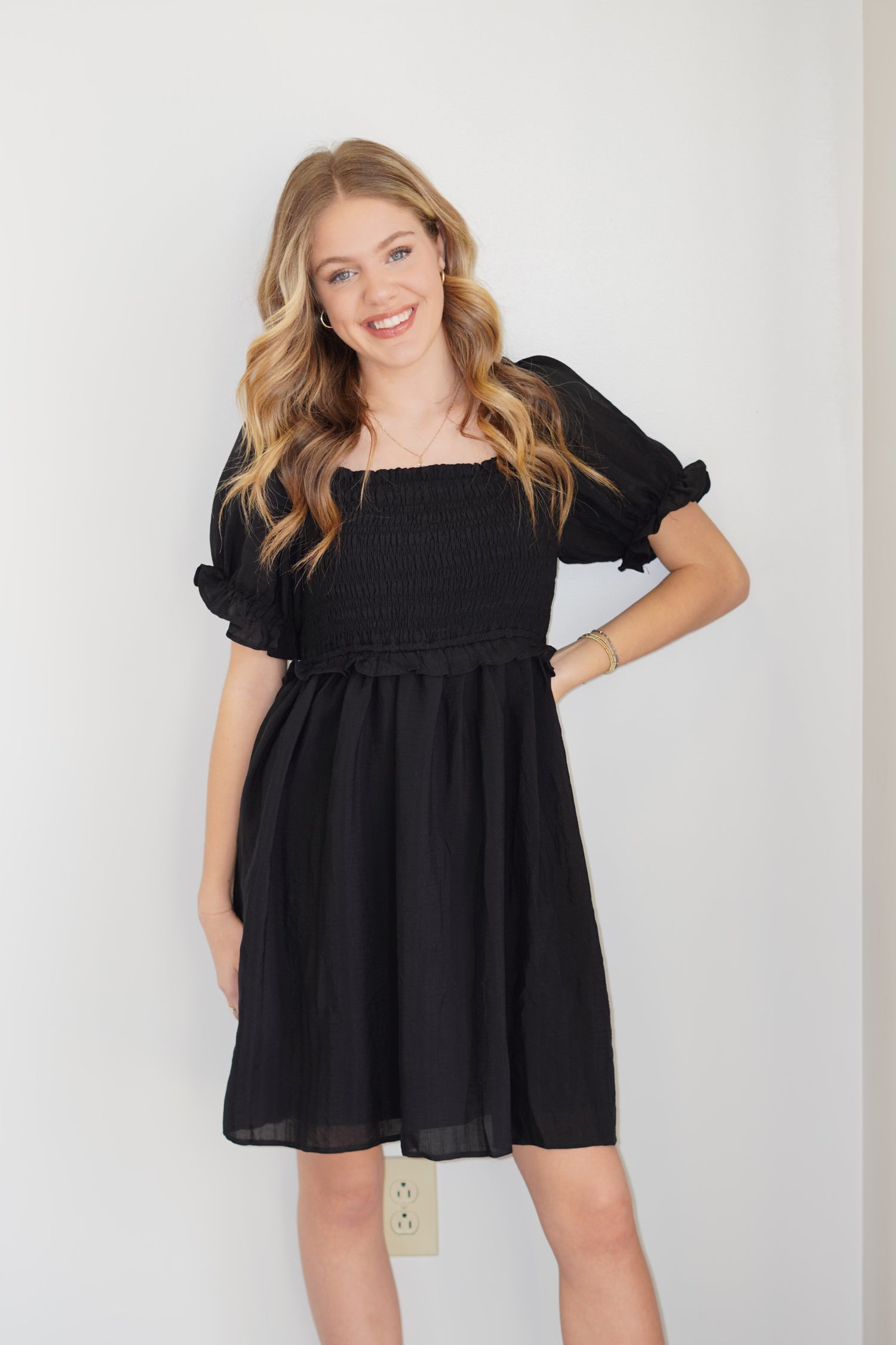 Beatrice Smocked Ruffle Mini Dress Allie and Me Boutique Beatrice Smocked Ruffle Mini Dress Allie and Me Boutique