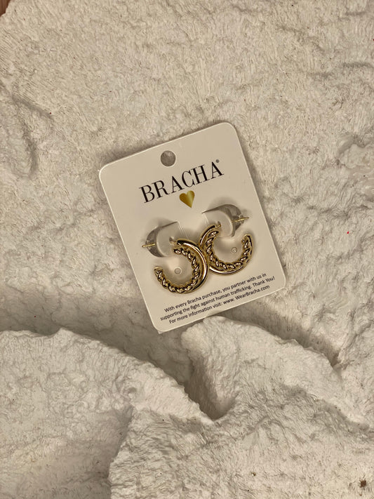 Bracha Two Tone All Gold Baby Hoop