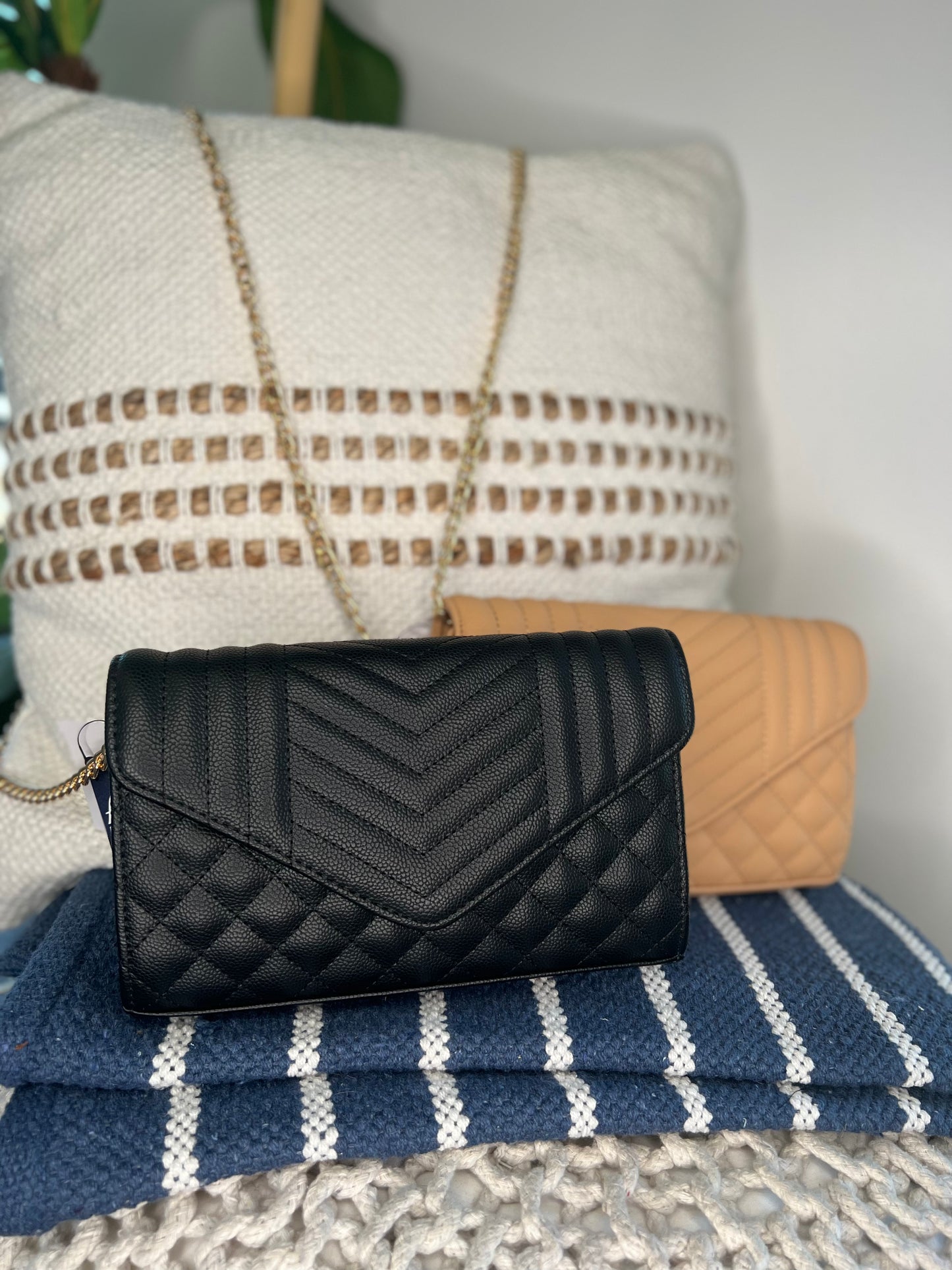 Quilted Envelope Flapover Wallet/Crossbody