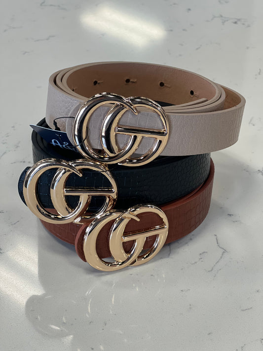 Finley Faux Crocodile Skin "GO" Belt