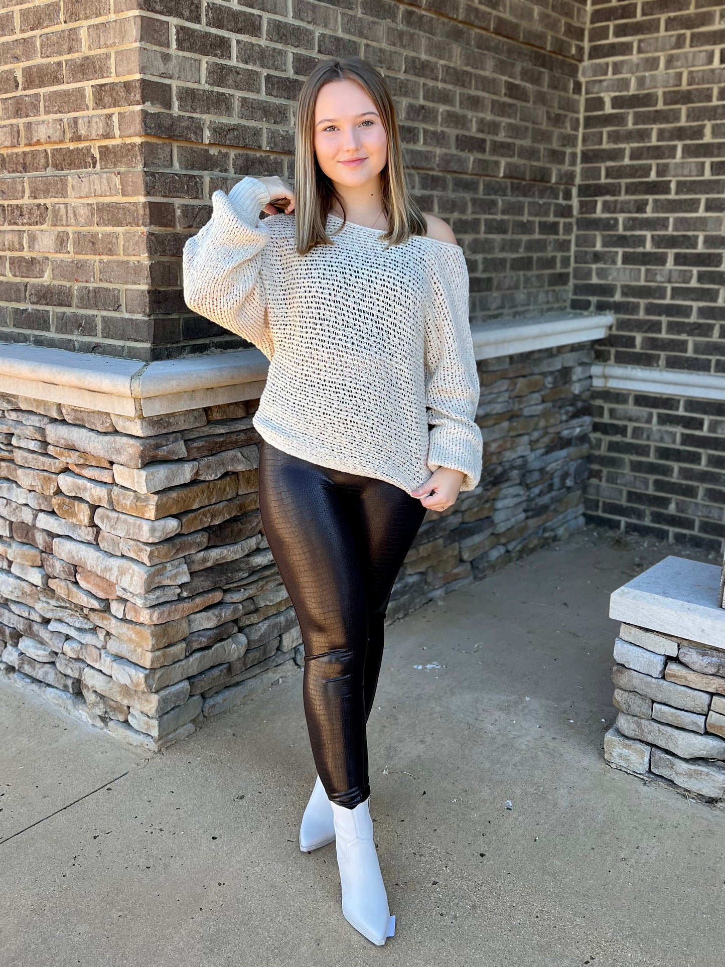 Faux Leather Croc Shine Leggings - Monkee's of Raleigh