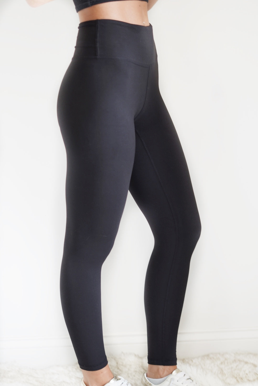 These Hayley High Waisted Yoga leggings are such an essential to have for everyday wear! Whether you are going to the gym or running errands, these leggings are perfect for either of those occasions!   Hayley High Waisted Yoga Leggings High Waisted Full Length Butter Soft material Color/ Black Tight Fit 84% Poly Micro Fiber, 16% Spandex Wash With Other Girls Model is wearing size: Small