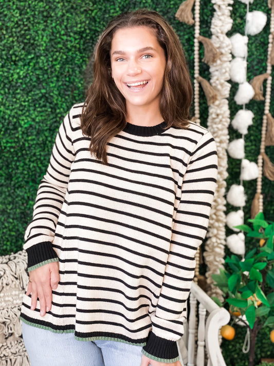 Zoey Black Striped Sweater