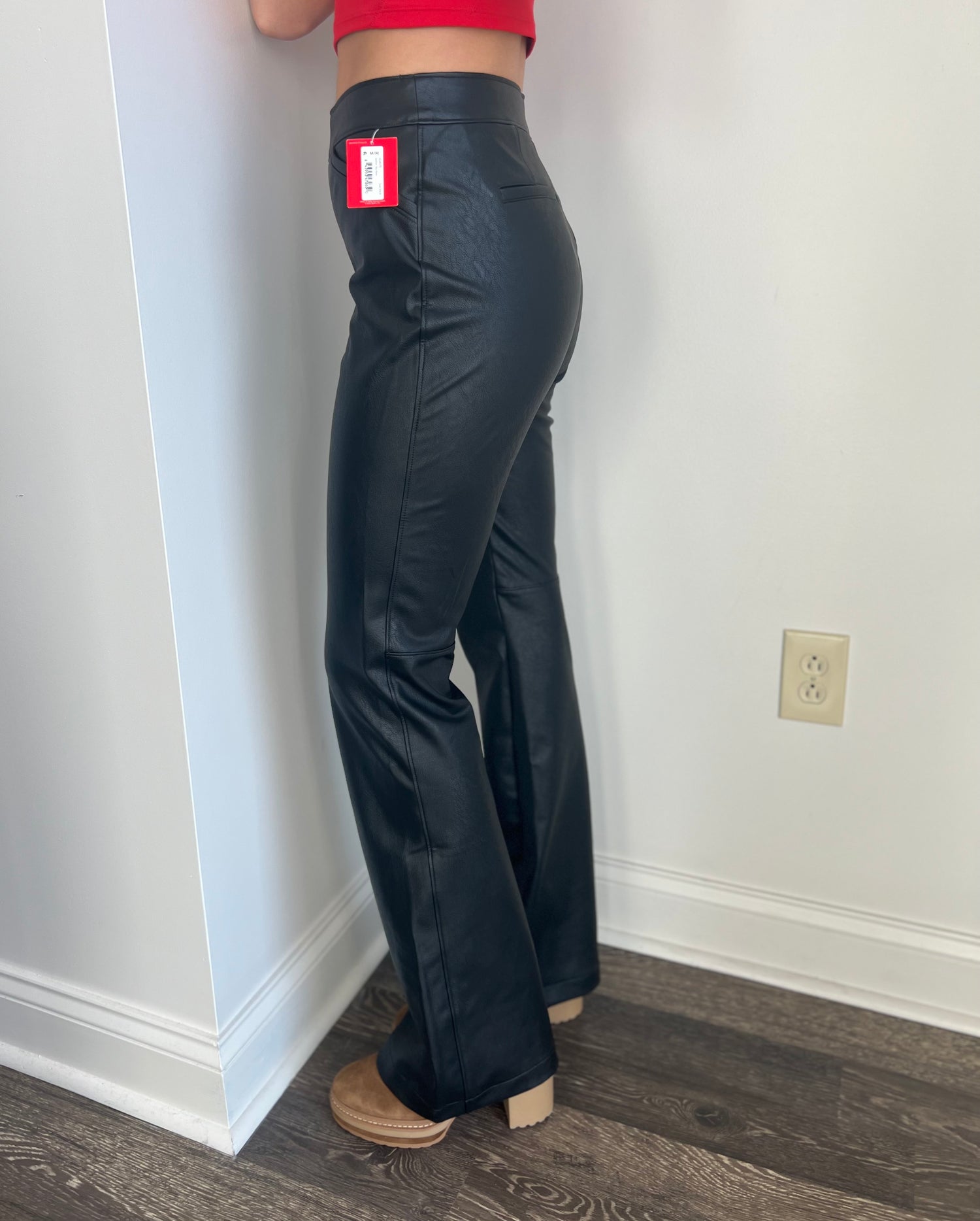 Leather-like Flare Pant – Allie and Me Boutique