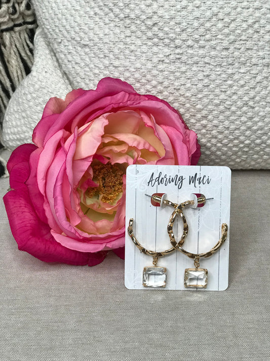 Chasity Chain Link Drop Crystal Hoops