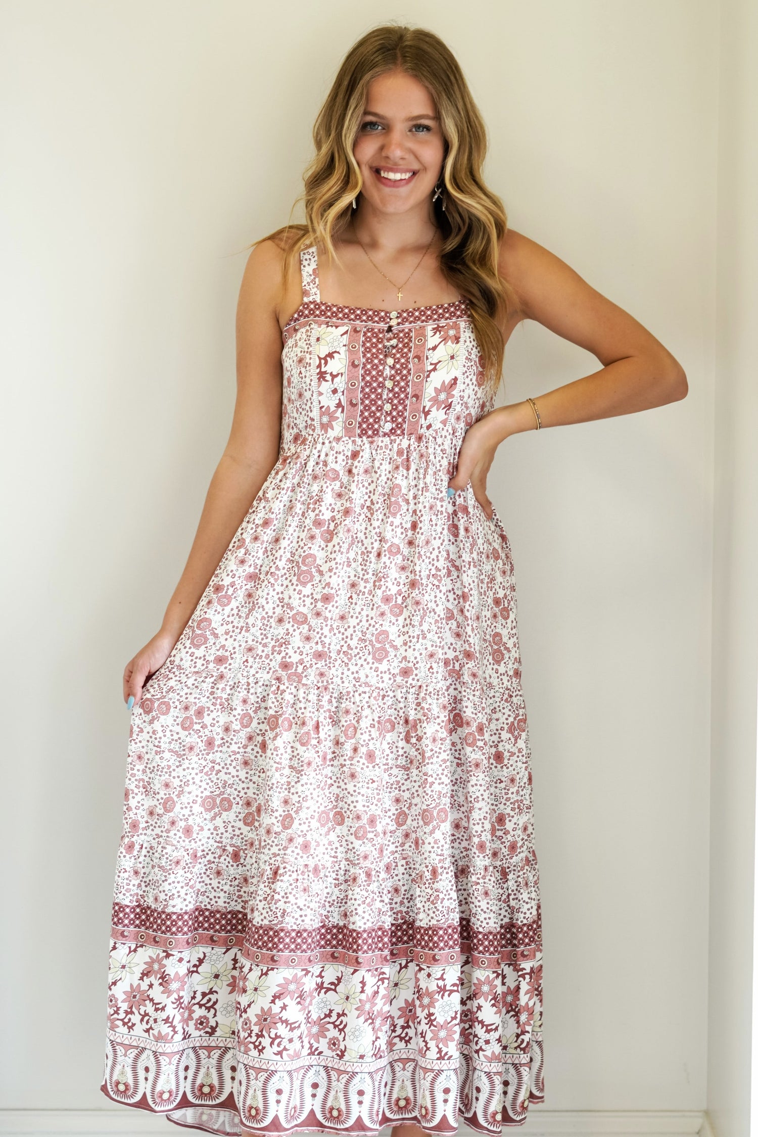 bailey floral maxi dress Kiyonna Plus Size Bailey Square Neck Maxi Dress