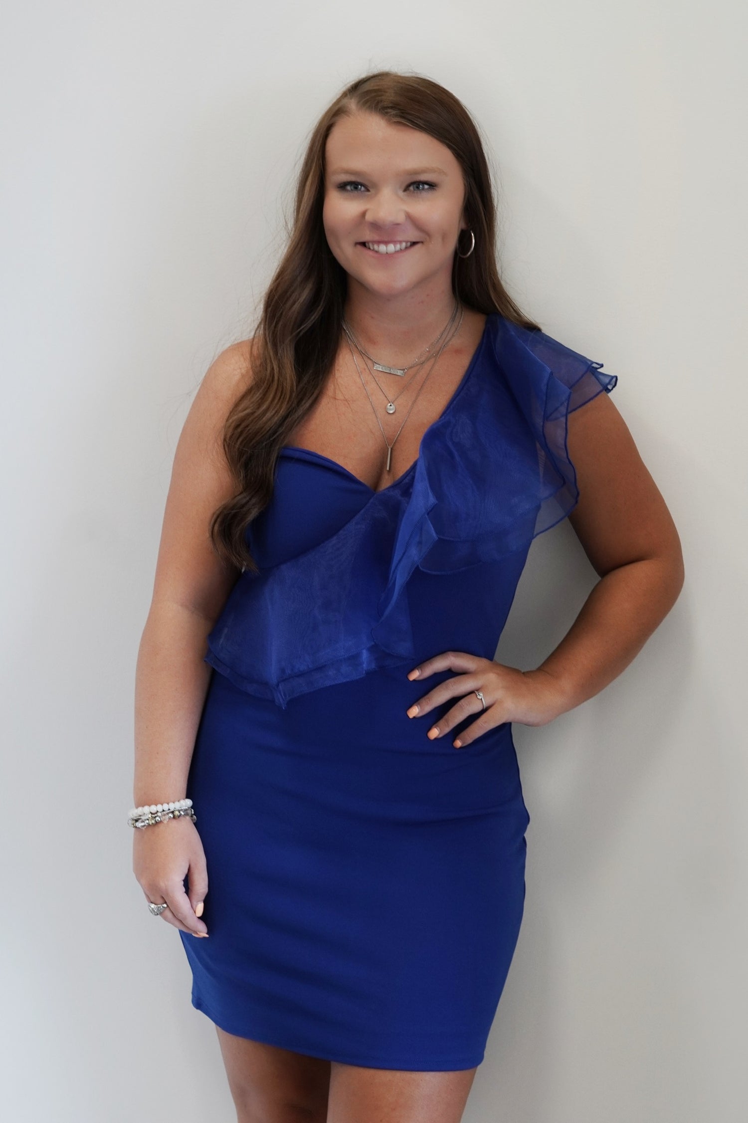 Willow One Shoulder Mesh Ruffle Sleeve Dress Allie and Me Boutique Willow One Shoulder Mesh Ruffle Sleeve Dress Allie and Me Boutique
