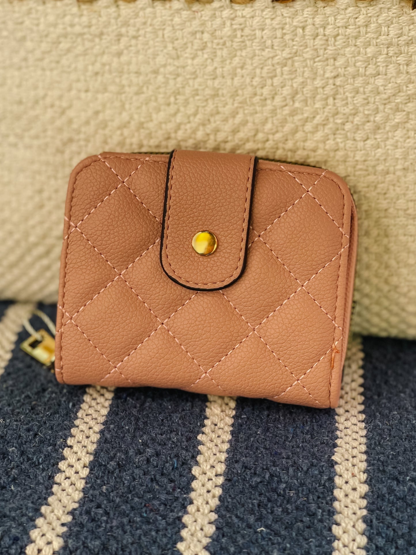 Ellie Quilted Button Zipper Wallet