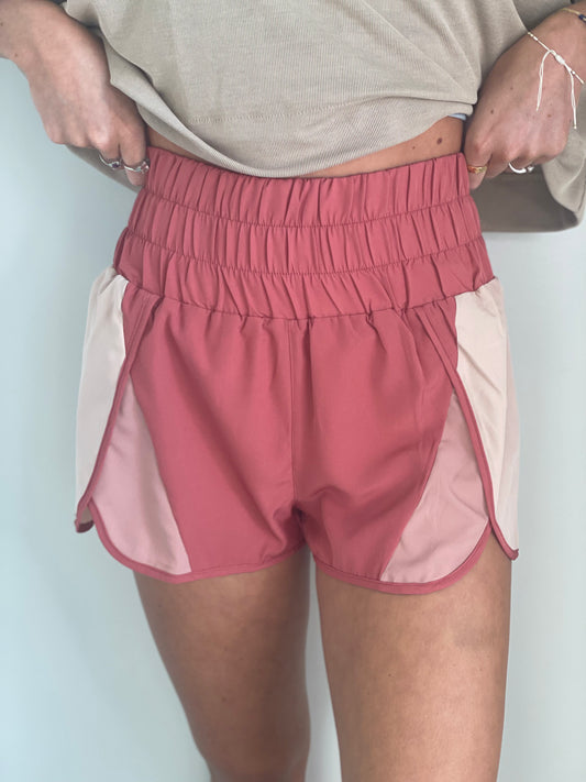Hallie High Waisted Tri Color Shorts