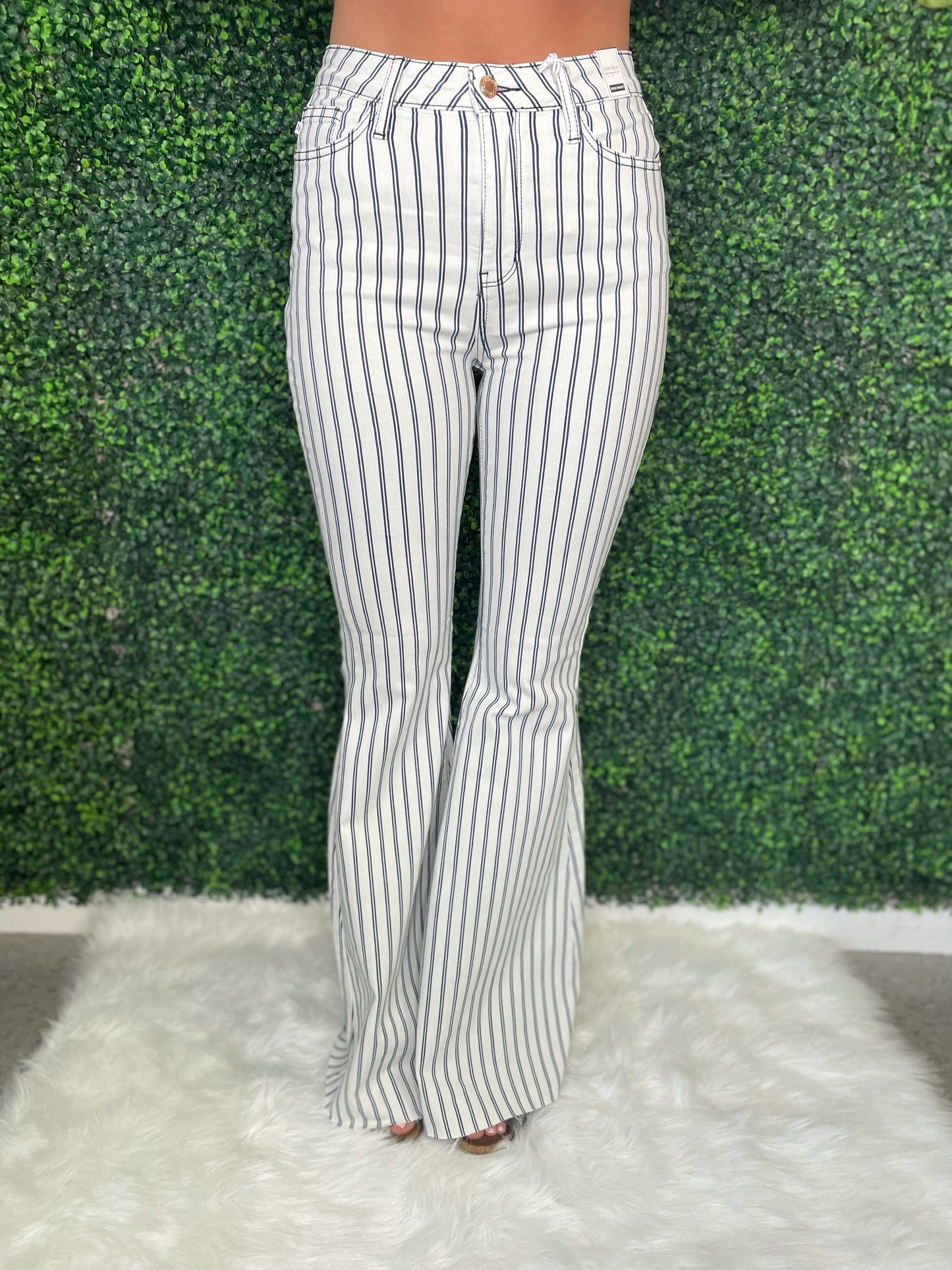 Babe Striped Bell Bottoms
