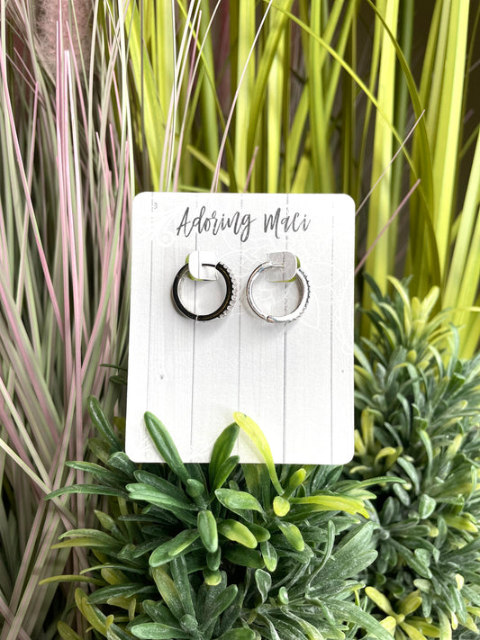 Tress CZ Lined Hoop Earrings