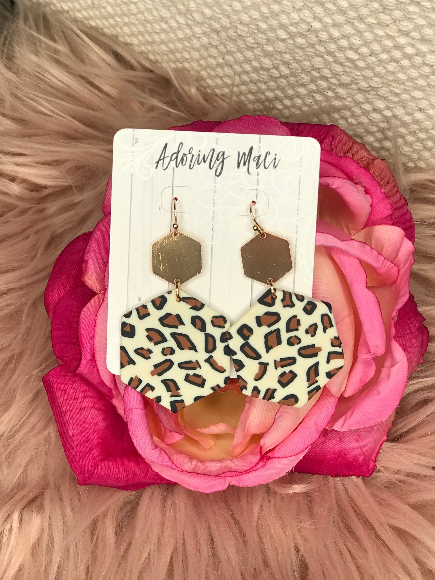 Lizzie Clay Cheetah Print Earrings