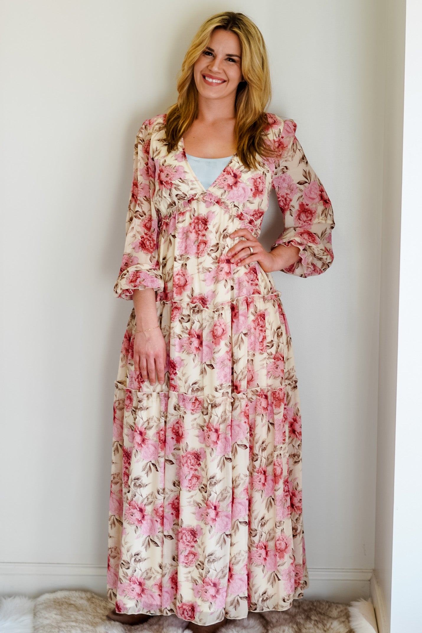 Kennedy Floral Ivory Maxi Dress