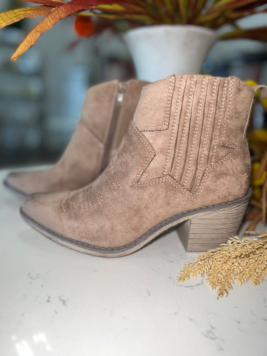 Wilder Suede Taupe Booties
