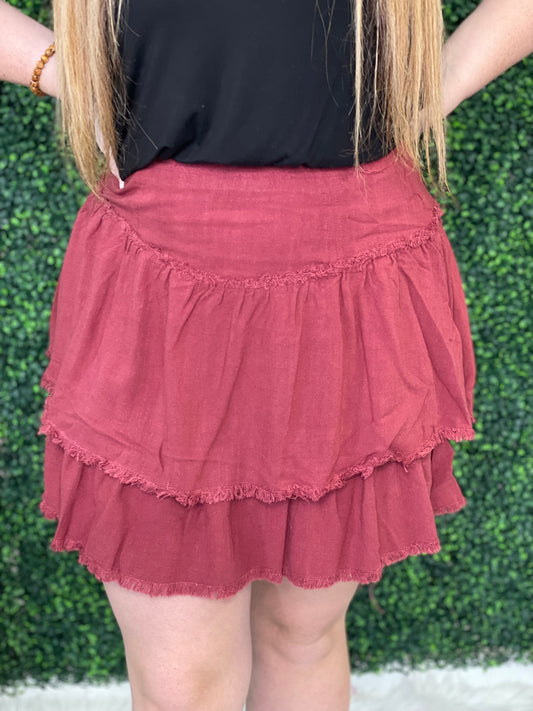 Frita Frayed Ruffle Edge Mini Skirt