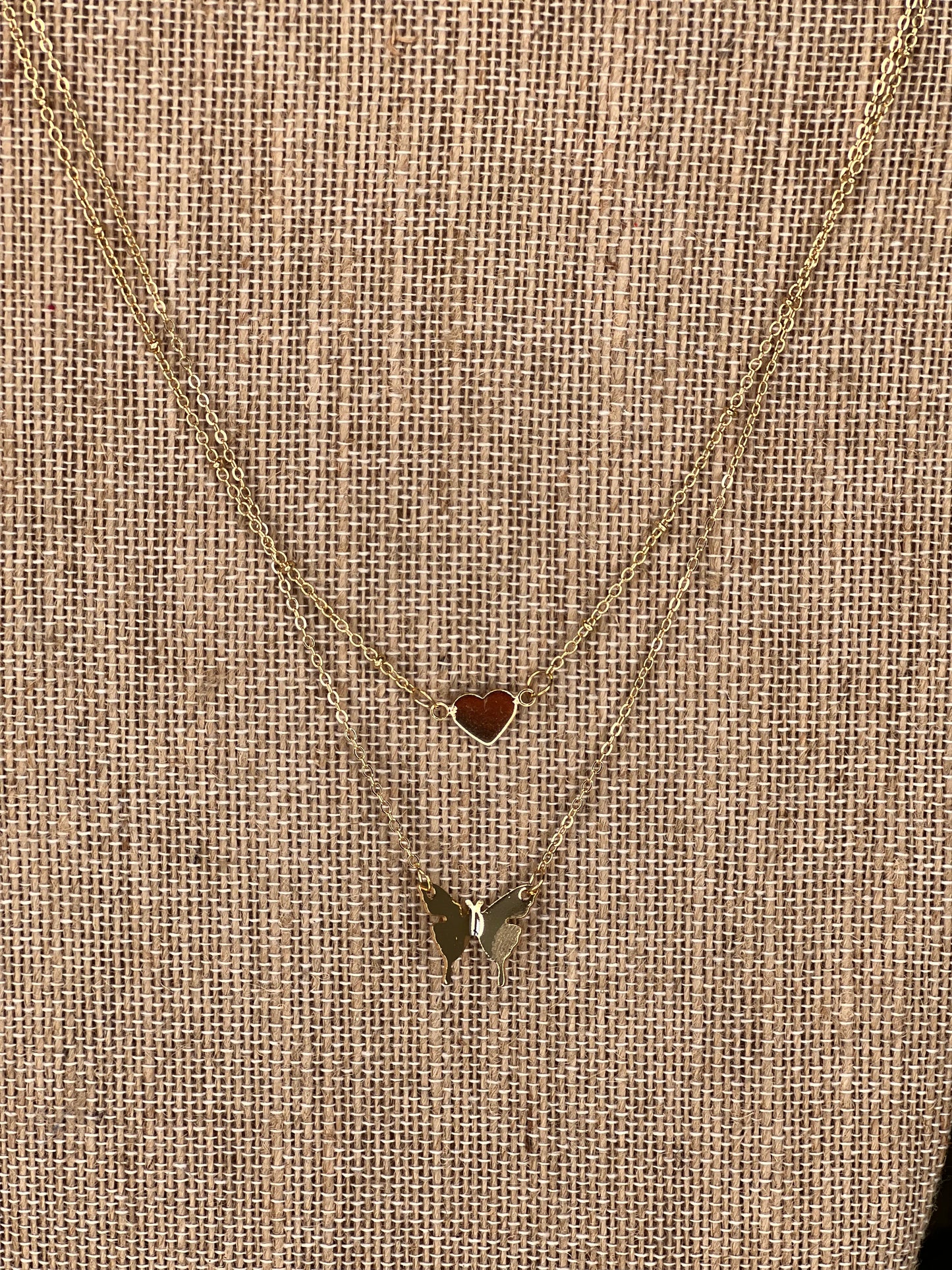 Sodajo Butterfly Charm Oval Link Layered Necklace