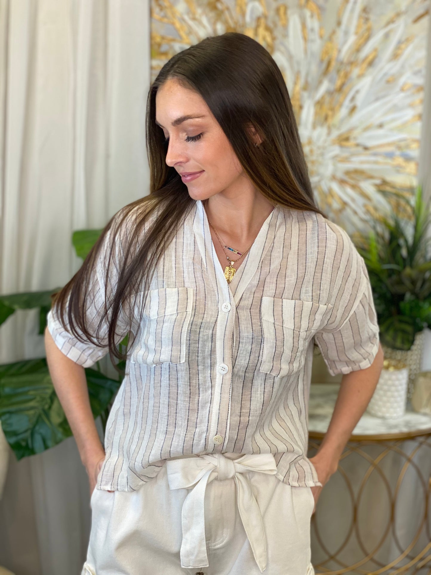 Laci Stripe Linen Shirt