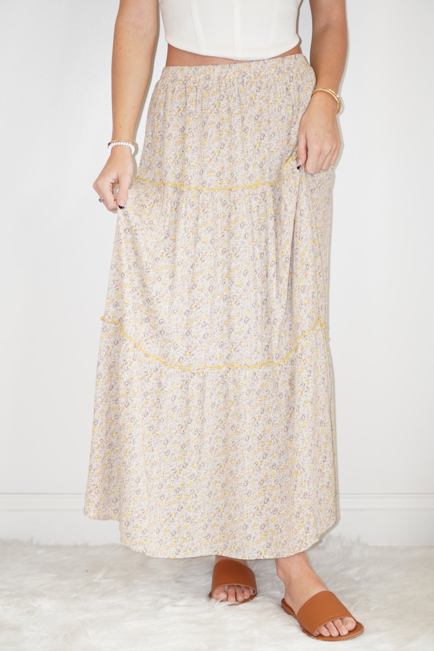 Daniela Ditsy Floral Tiered Maxi Skirt